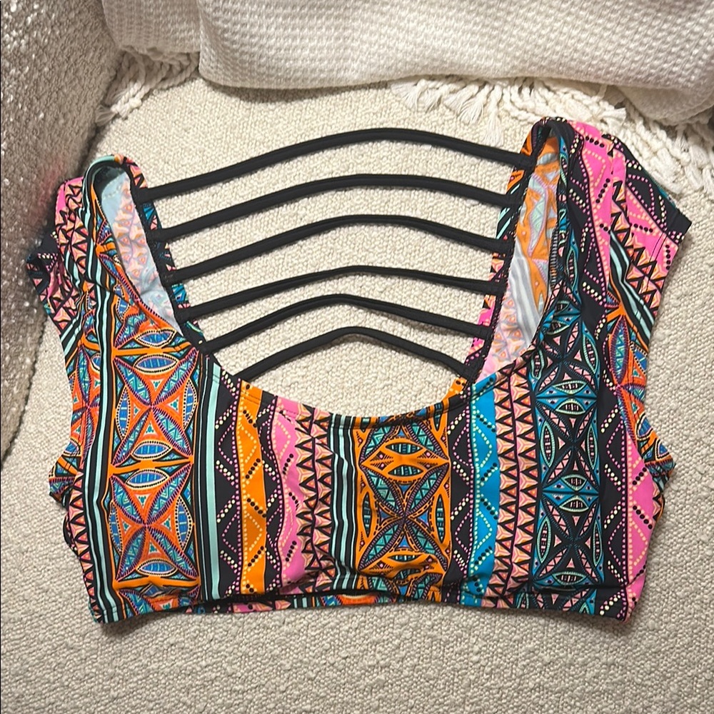 Colorful Geometric Women's Swim Top